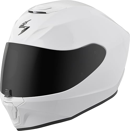 ScorpionEXO R420 Casco de motocicleta de policarbonato para adultos con bolsillos para altavoz listos para Bluetooth aprobado por DOT unisex blanco