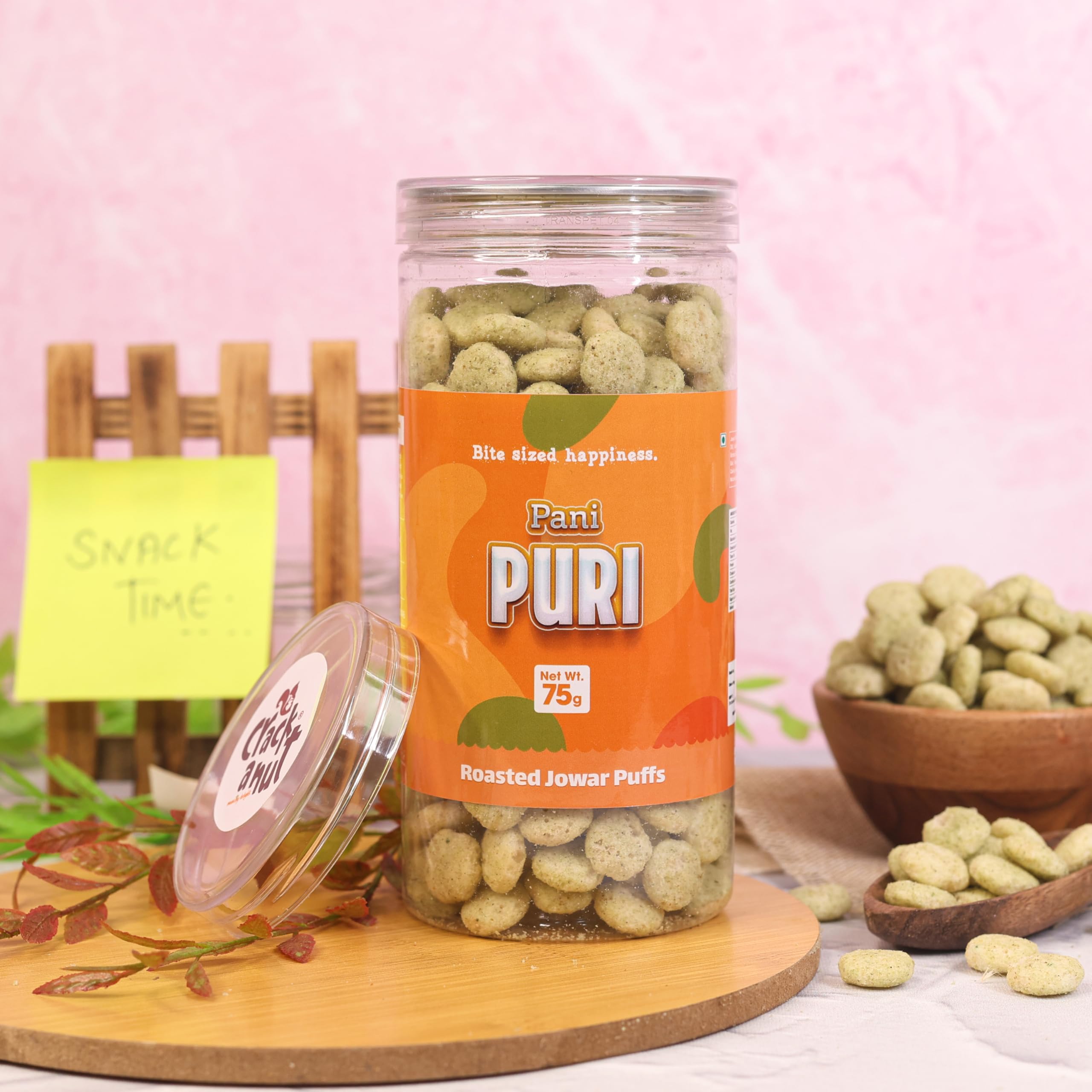 CRACK A NUT Rosted Jowar Puffs/Pani Puri Flavor/High Protein/Healthy/Gluten Free Snack Puffs (75 G)