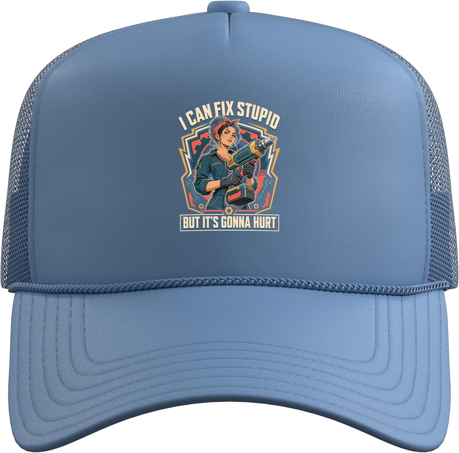 Women Mechanic I Can Fix Stupid Tool Quote Trucker Hat with Adjustable Mesh Back image 2