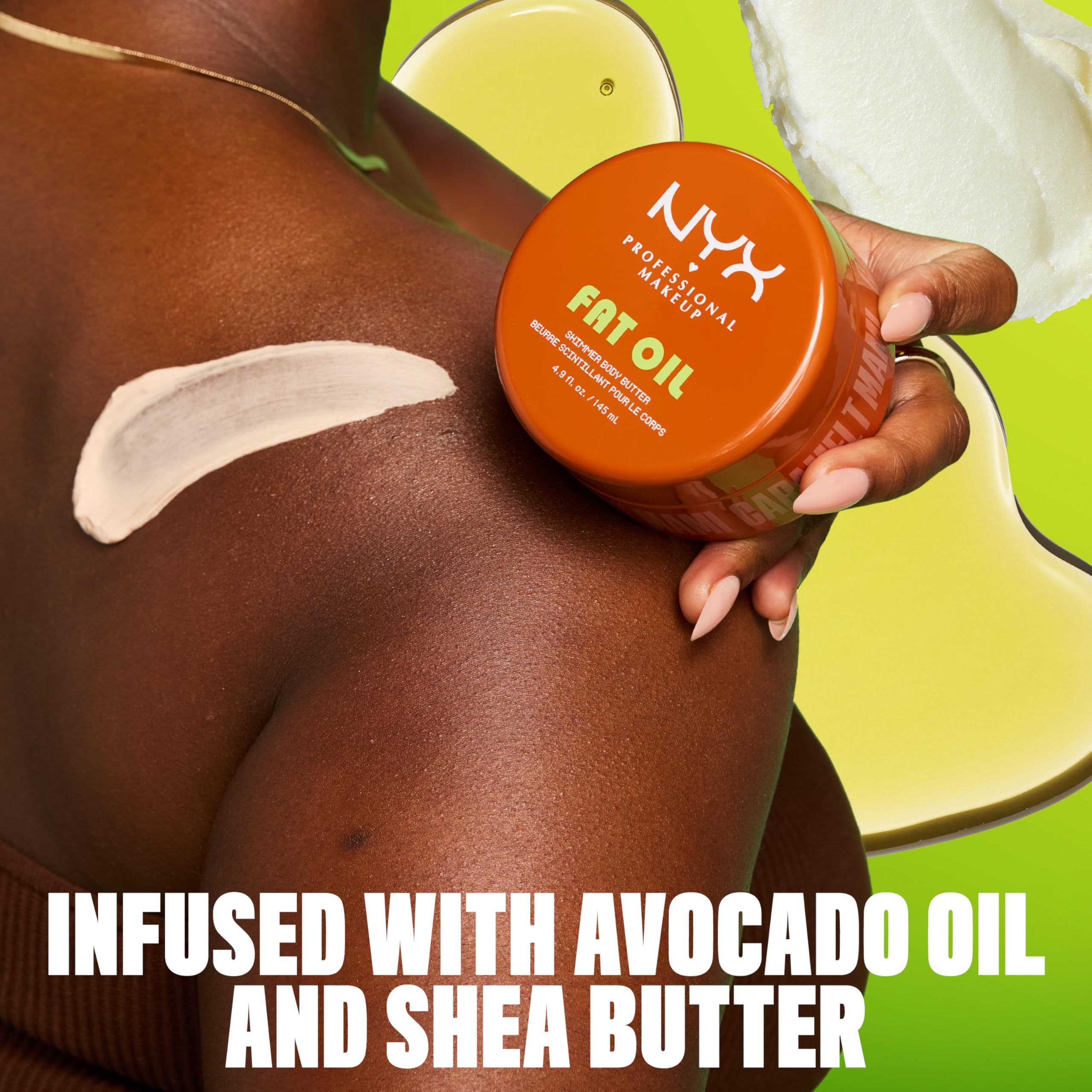 NYX Body Butter, Fat Oil Whipped Body Moisturiser - Caramelt Mami, Golden Warm Glow Finish, 24hr Hydration with Shea Butter & Avocado Oil, Fast Absorbing, Vegan - 5