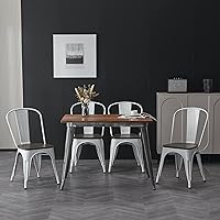 Vista 2 de Nazhura Silla de Comedor de Metal Estilo Tolix de Granja para Cocina, Comedor, Café, Restaurante, Bistro, Patio, 18 Pulgadas, Apilable, Impermeable