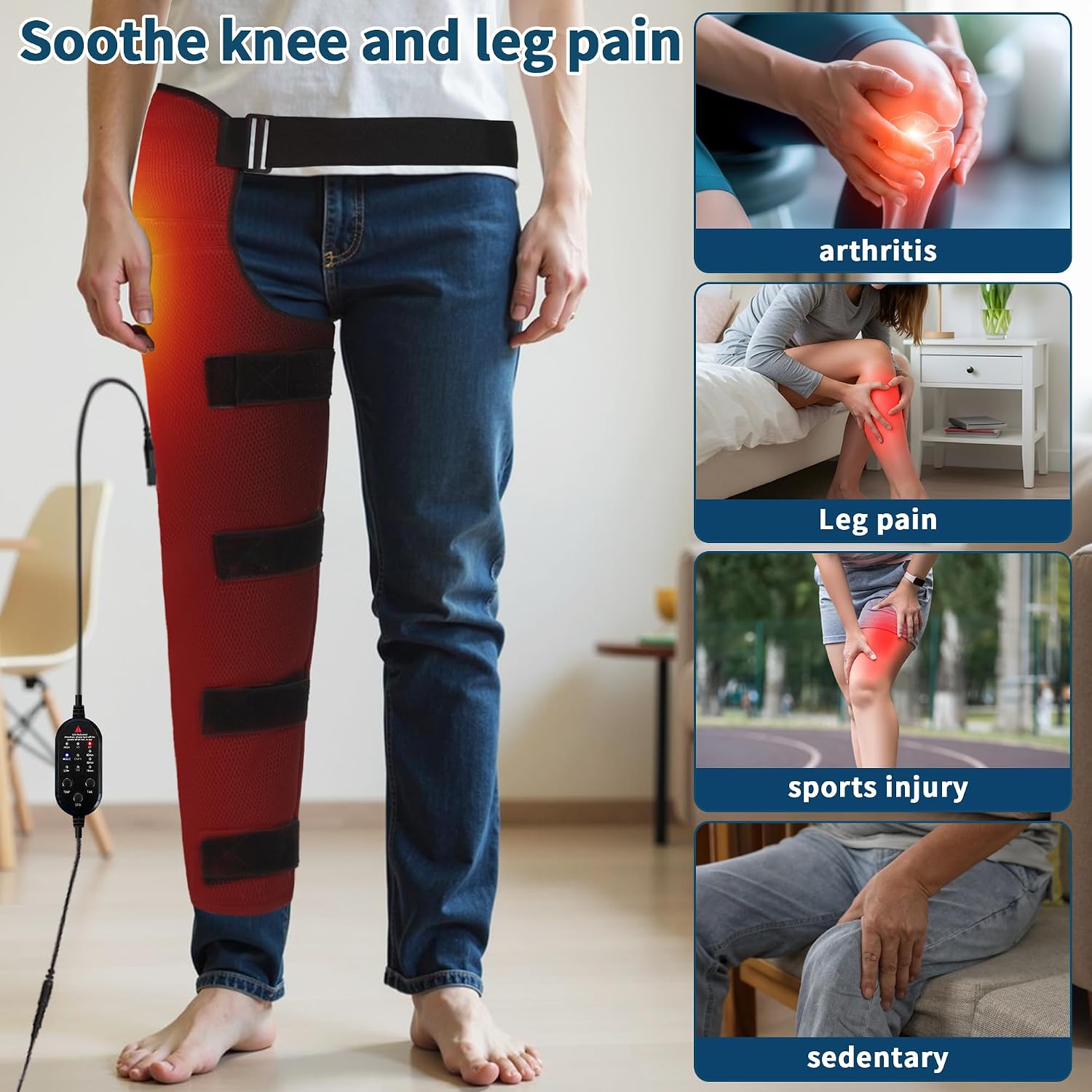 leg heating pad massager, heating pad for legs, heating pads for legs and calf heating pad for better circulation, pain relief, adjustable size