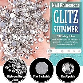 6 Sizes Transparent and AB Glass Crystal Kit with Pickup Pen + Tweezer Tools for Iridescent Shine Nail Art Manicure Makeup DIY Decoration Flatback Round Rhinestone Gem Jewelry Diamond