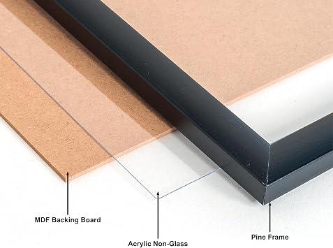 Hampton Frames BLACKWOOD A3 (30x42cm) Black Poster Frame Acrylic (Non-Glass) Front Pack of 1