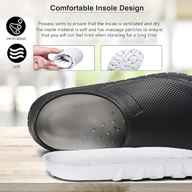 Chef Shoes for Men Nonslip Water Proof Work Shoes Mens Clogs Comfortable Nursing Nurse Shoes for Gardener Men Indoor and Outdoor for Kitchen Office Seaside-Zapatos de Cocina para Hombres