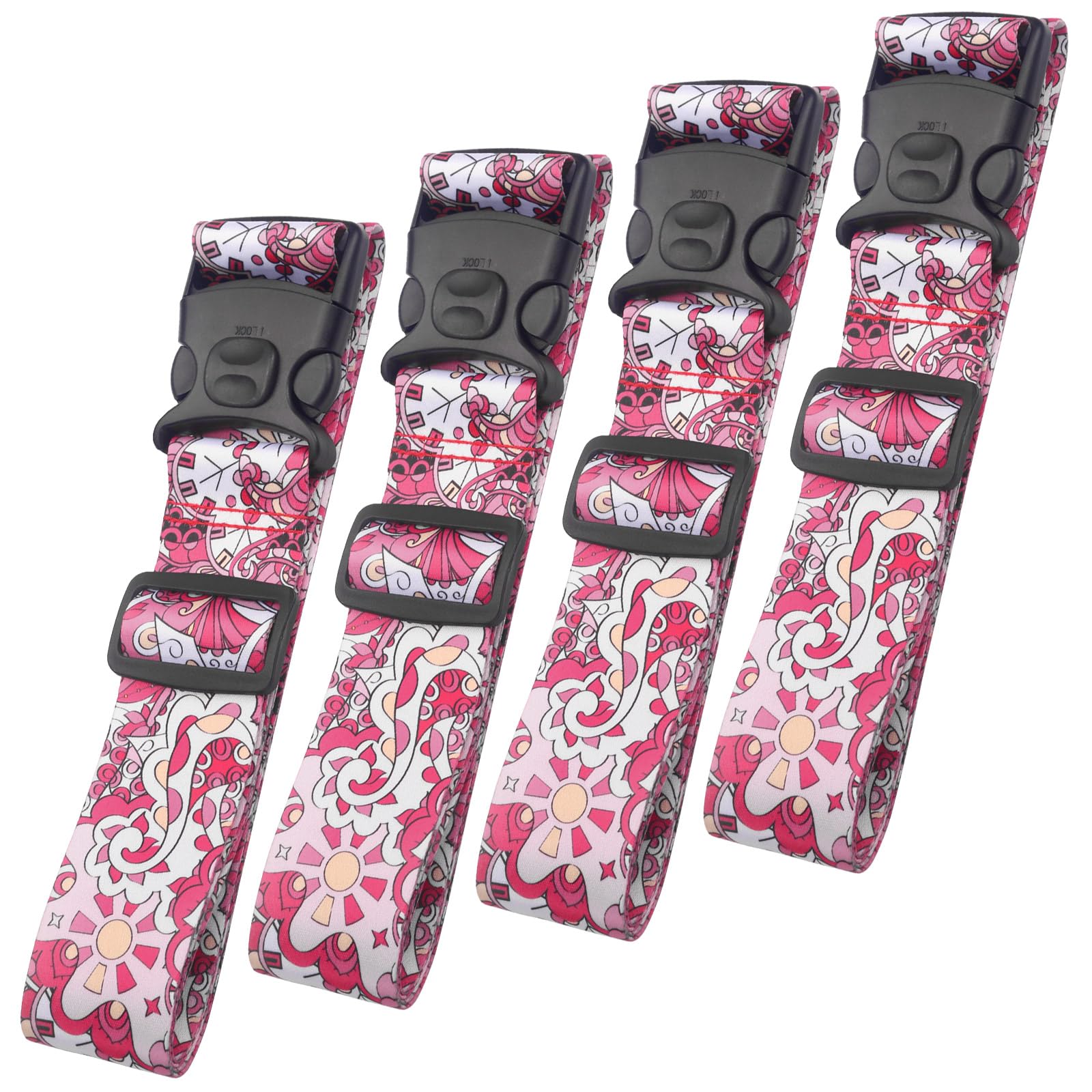 iSagaxPack of 4 Suitcase Strap, Adjustable Suitcase Strap, Pink