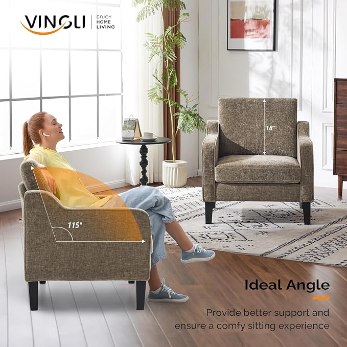 Sillón Acogedor Marrón Claro con Apoyabrazos miniatura 5