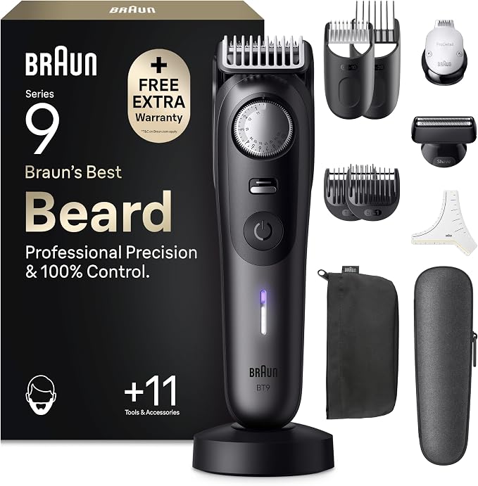 Braun Recortadora de Barba Series 9 BT9545n Titanio, 180 Min Autonomía