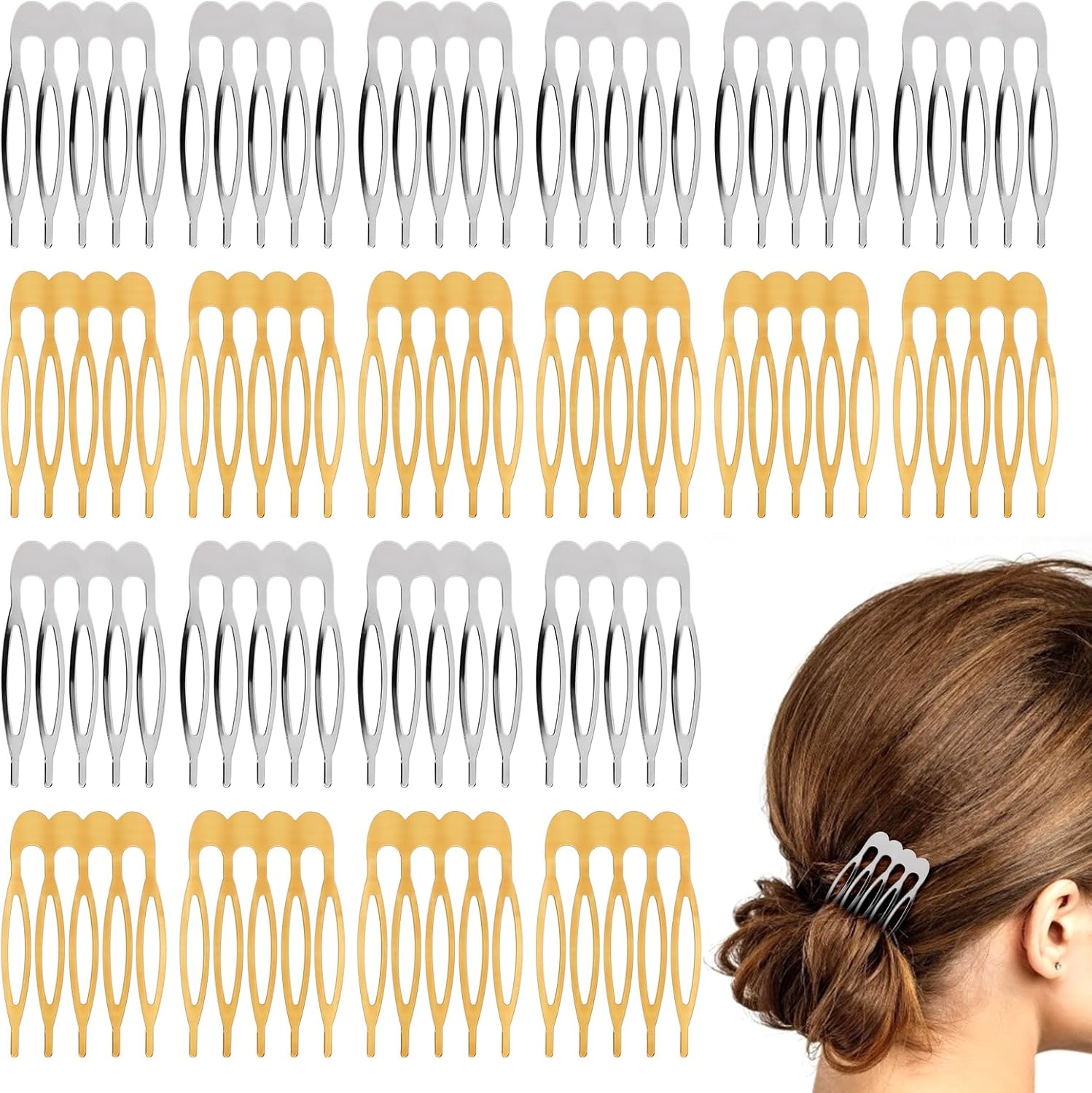 20 Pack Small Hair Combs 5 Teeth Metal Hair Side Combs Blank DIY Slide
