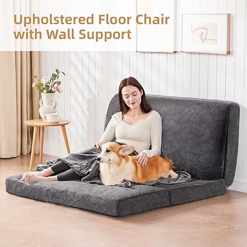 Miniatura 2 de Yojoker Sofá cama plegable con manta, colchón de piso completo para adultos, niños y mascotas, cama de piso Gaint con funda lavable para dormitorio,