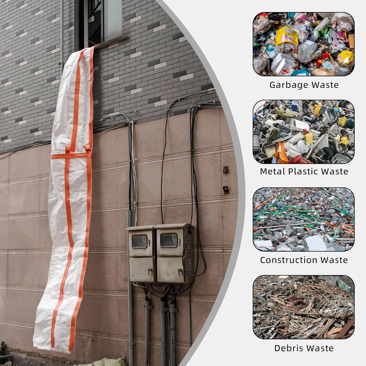 Schuttrutsche 4.3m Flexible und Stabil, Bauschuttrutsche für Verschiedene Baumaterialien Einfache Installation, Schuttrutschen Schützt vor Staub und Spart Zeit
