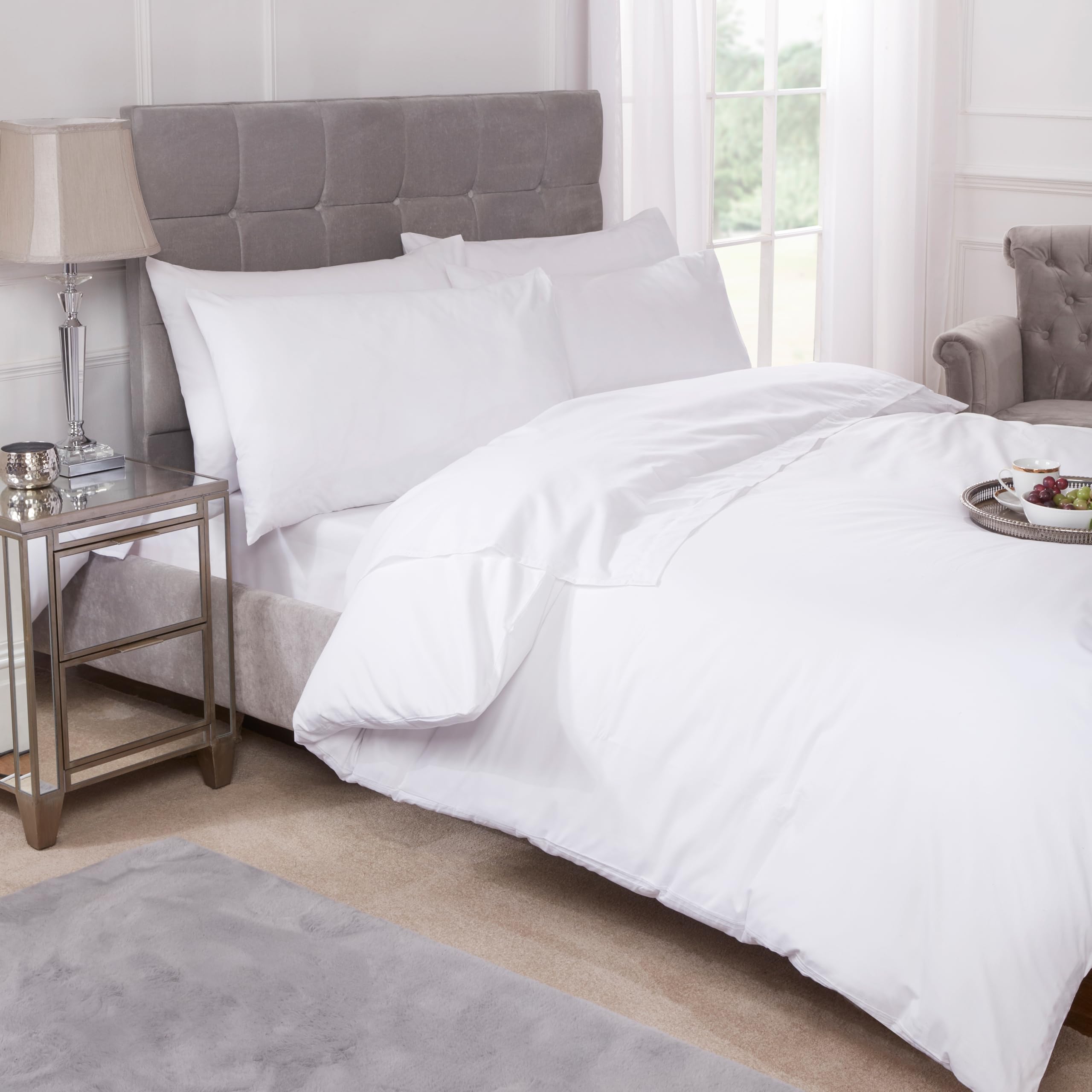 Emma Barclay Duvet Set 180 Thread Count Polycotton Percale White Single