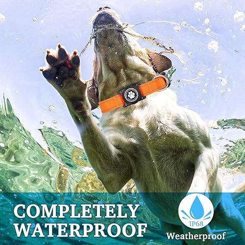 Miniatura 8 de OKVSKO Airtag - Collar para perro, collar de nailon con soporte impermeable para AirTag, collar luminoso reflectante ajustable para mascotas para