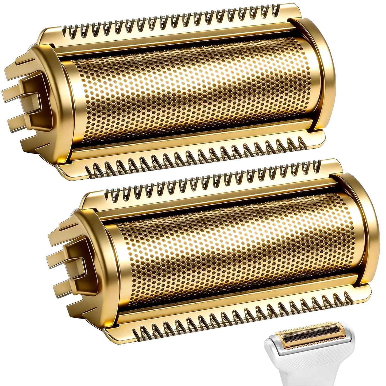 2 Packs Replacement Foil Shaver Heads Compatible with MANSCAPED The Lawn Mower 5.0 Ultra, Stainless Steel Body & Groin Grooming Replacement Blades,(Gold)