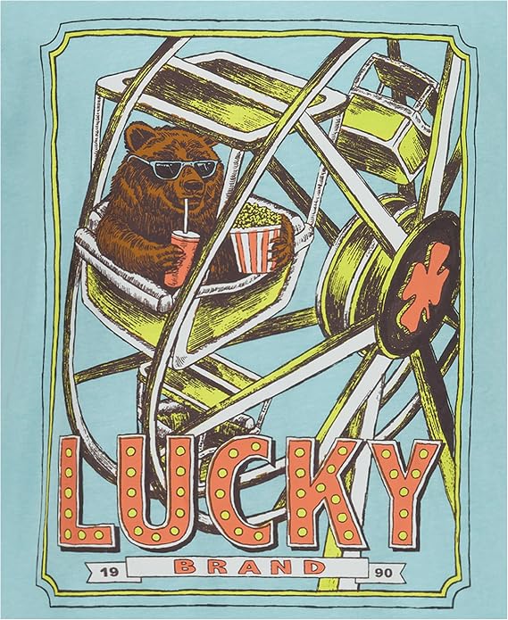 Lucky Brand Boys' Short Sleeve Graphic Crew Neck T-Shirt, Soft, Comfortable, Relaxed Fit