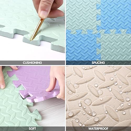 Miniatura 3 de Tapete de juego de espuma de 16 piezas para bebé, suaves y seguros, tapetes de espuma EVA para el suelo, tapete cuadrado para bebé, tapete de piso