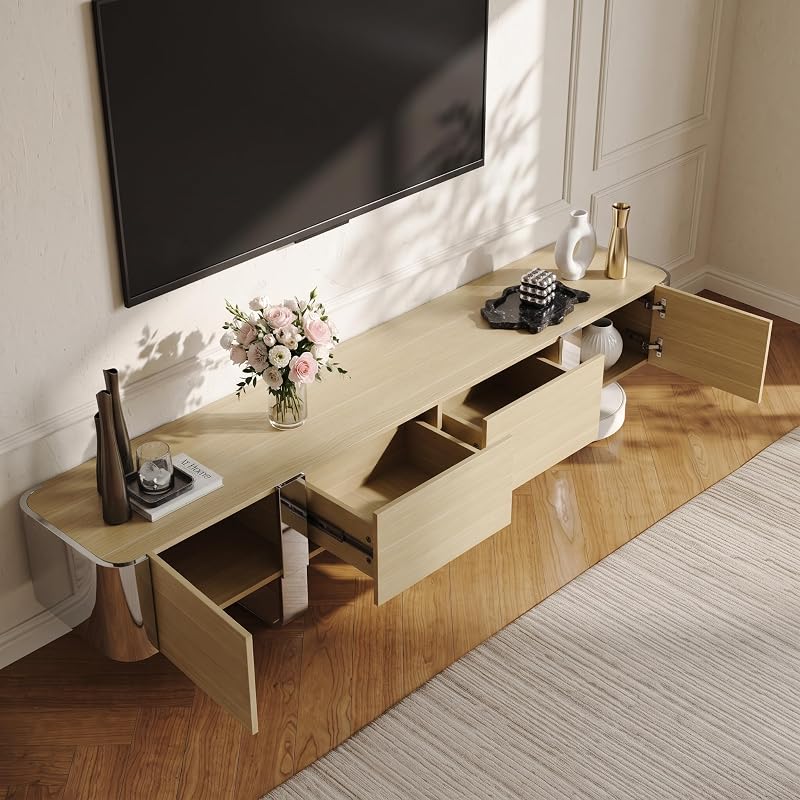 79" Wood TV Stand, Fully Assembly Media Console with Drawers and Storage image 4