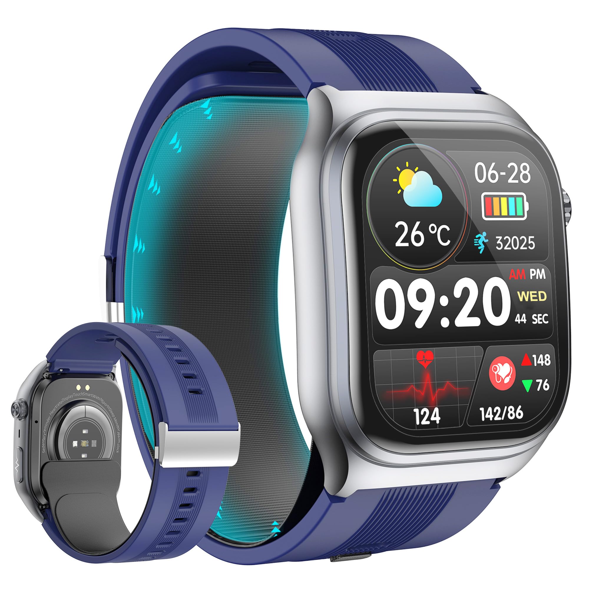 Blood Pressure Smart Watch Air Pump Air Bag Voice Broadcast Data Sharing 2 06 AMOLED Fitness Tracker 24