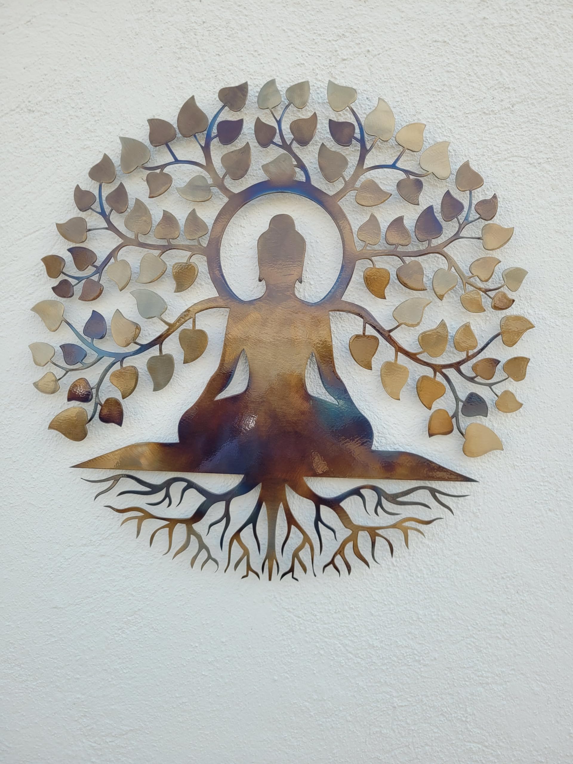 Buddha Metal Wall Art Decor - Spiritual Home Decor - Buddhist Art - Tree of Life - Meditation - Yoga - Spirituality - Healing - Gift (29.5)