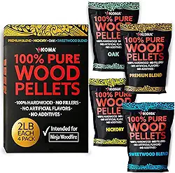 Kona Pacote de Variedades de Pellets de Madeira para Todos os Fins, Destinado A Churrasqueiras Externas Ninja Woodfire, Nogueira, Carvalho, Mistura Premium e Mistura de Madeira Doce, Sacos Resseláveis