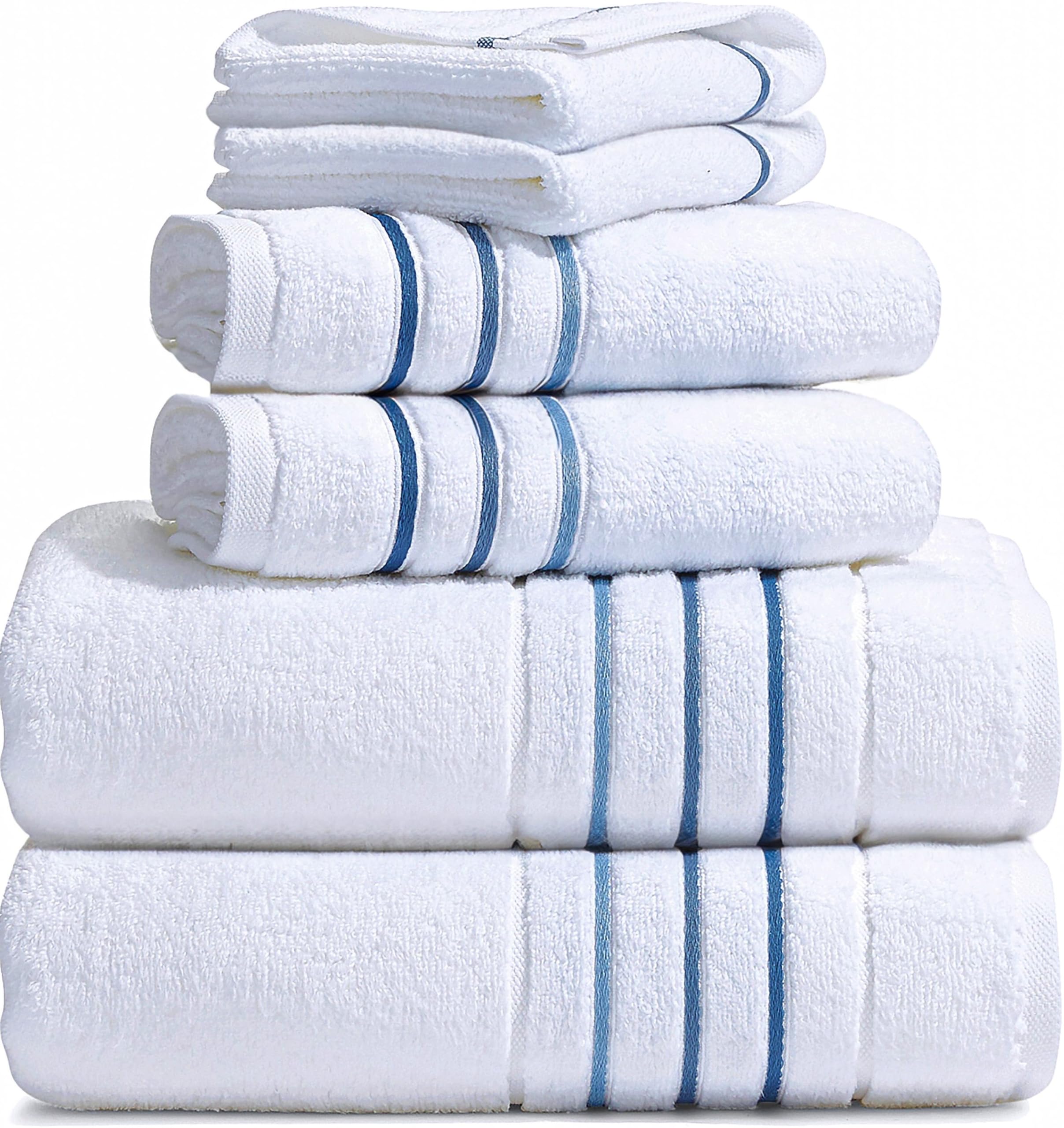 Bath Towel Set_White Towel For Bathroom, Luxury Hotel &Spa Quality, 100% Cotton .Includes 2 Large Bath Towels, 2 Hand Towels and 2 Washcloths.Super