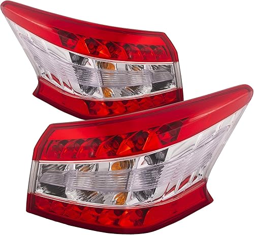 HEADLIGHTSDEPOT Luz trasera compatible con Nissan Sentra 2013-2015, incluye luces traseras laterales izquierda del conductor y del pasajero derecho