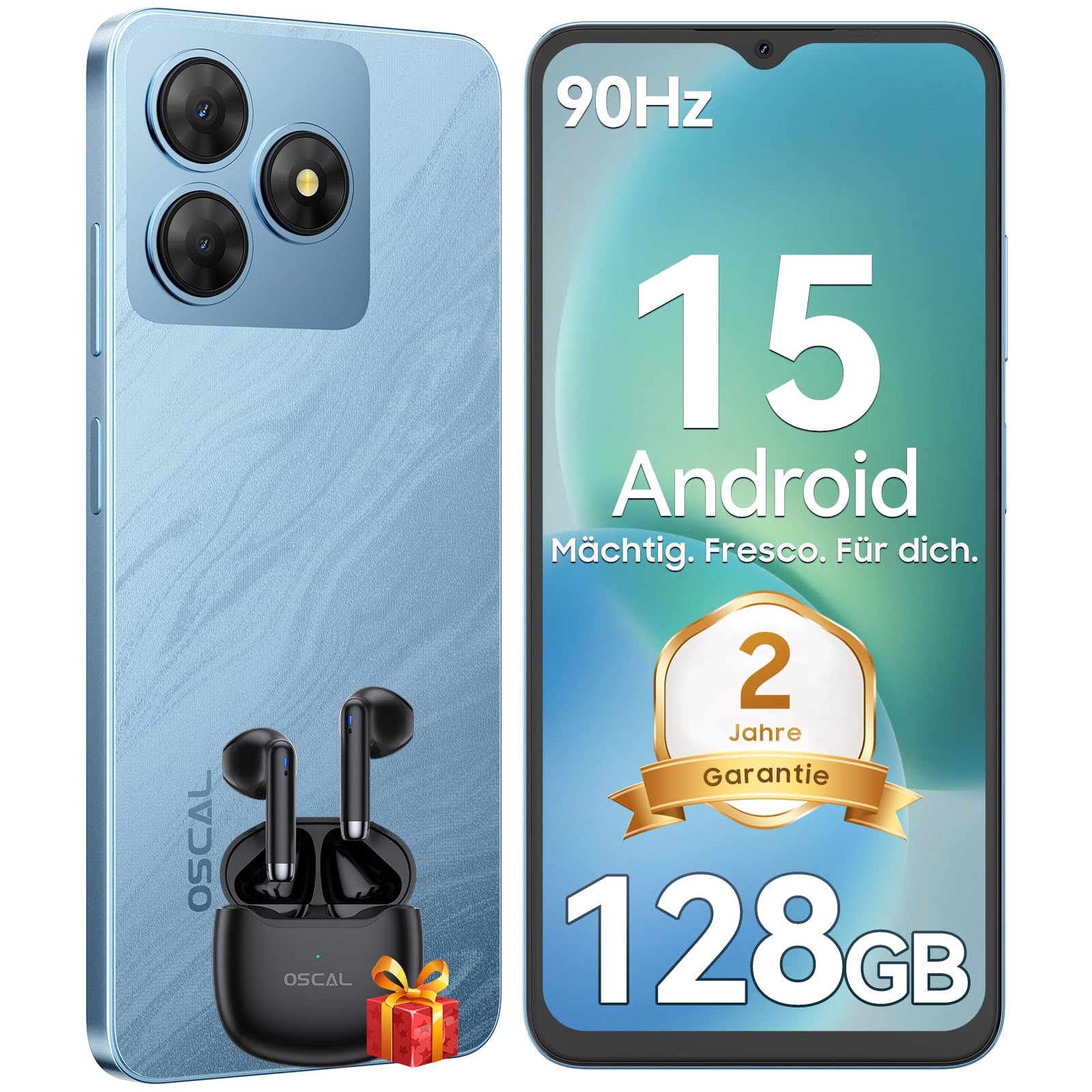 OSCAL Flat 2 Smartphone Ohne Vertrag, Android 15, 12GB+128GB/2TB