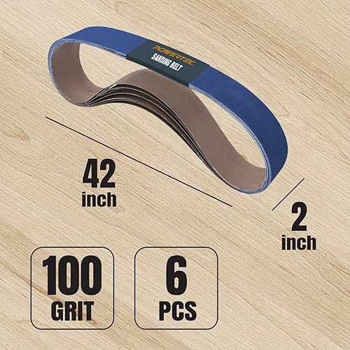 Miniatura 2 de POWERTEC 424210Z-6 Cinturones de lijado de 2.0 x 39.4in, 100 granos de zirconia de metal pulido de arena  6 unidades