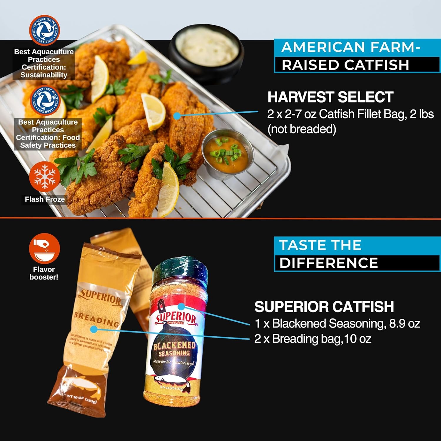 Delivered Cold Southern Fried Catfish Supper Box - Catfish Fillets, Breading & Seasoning, French Fries, Lemonade & Sweet Tea, Gourmet Cookies - Food Bundle for Holidays & Celebrations
