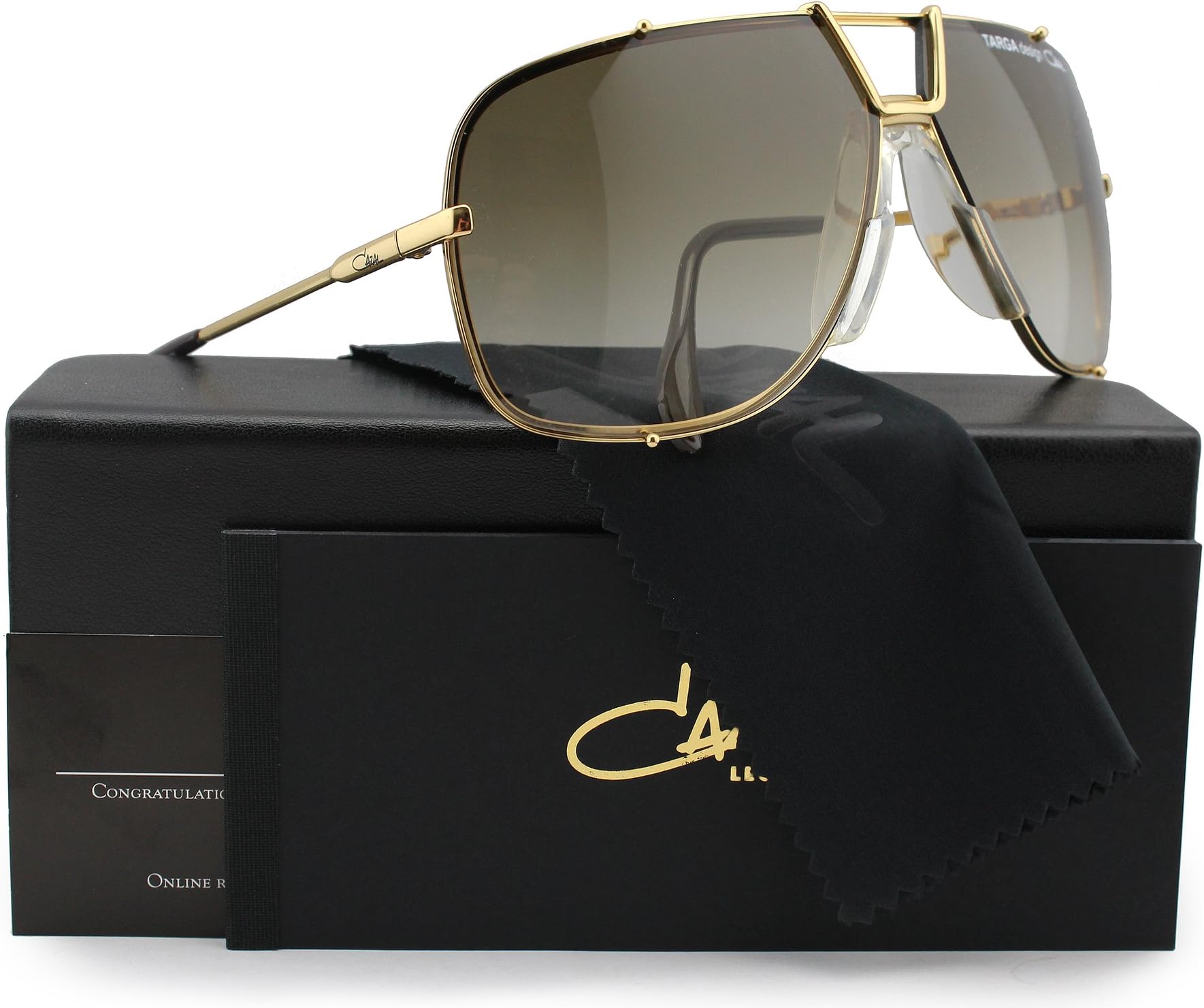 Cazal Targa Design 902 Sunglasses Shiny Gold w/Brown Gradient (097) 66mm Authentic