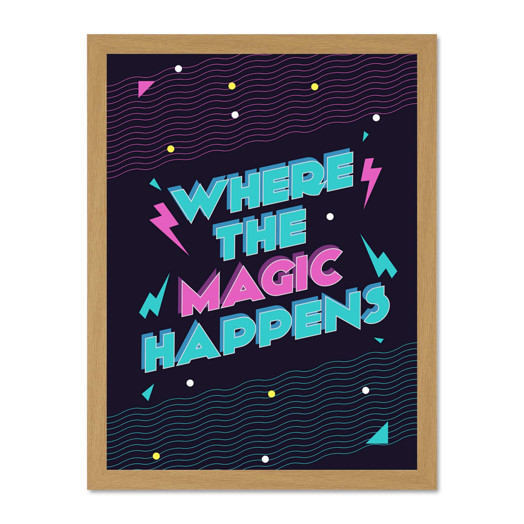 Wee Blue Coo Disco Kitchen Magic Happens Large Framed Art Print Wall Poster 18x24 inch