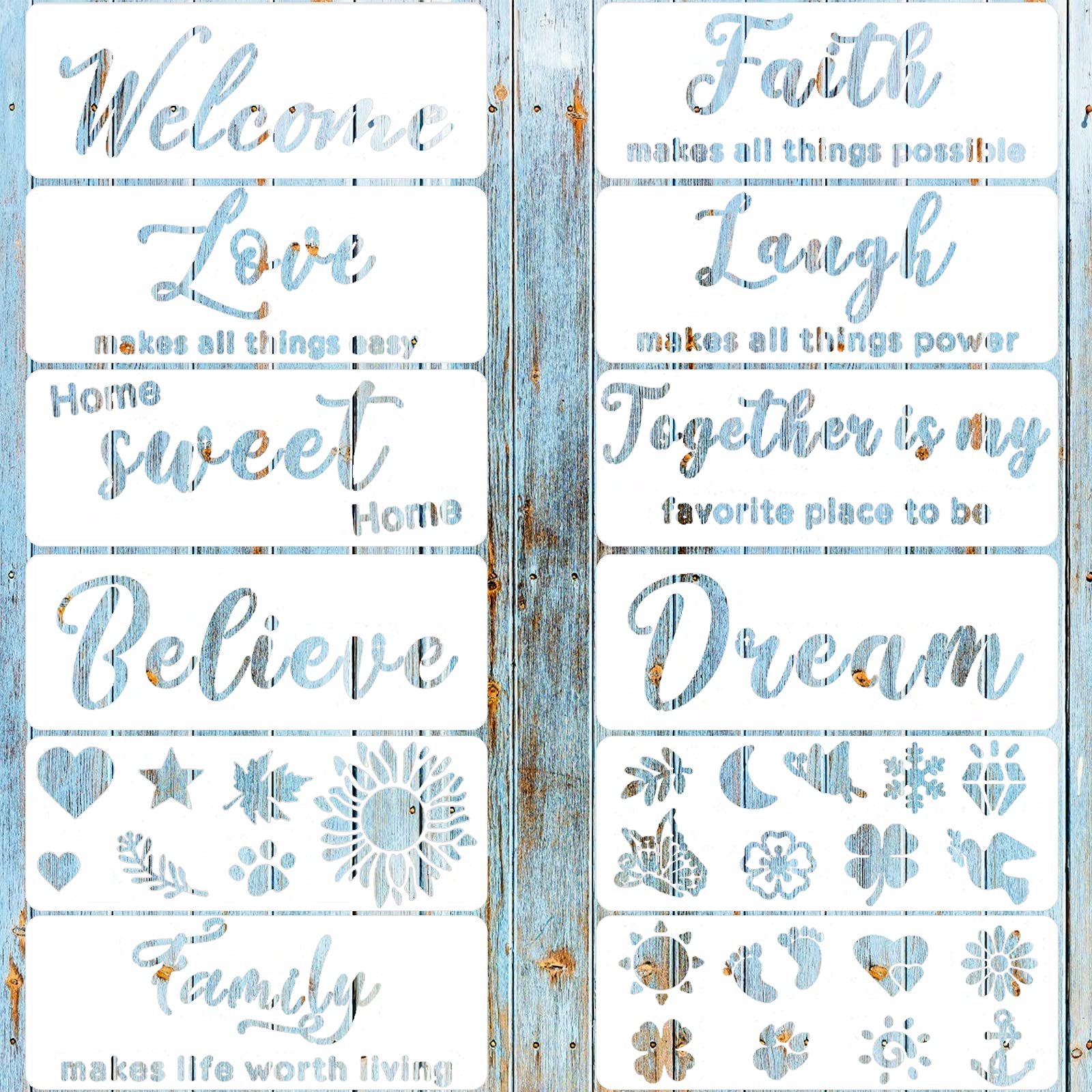 Buy 12 Pieces Words Stencils Inspirational Quote Sign Stencils Plastic