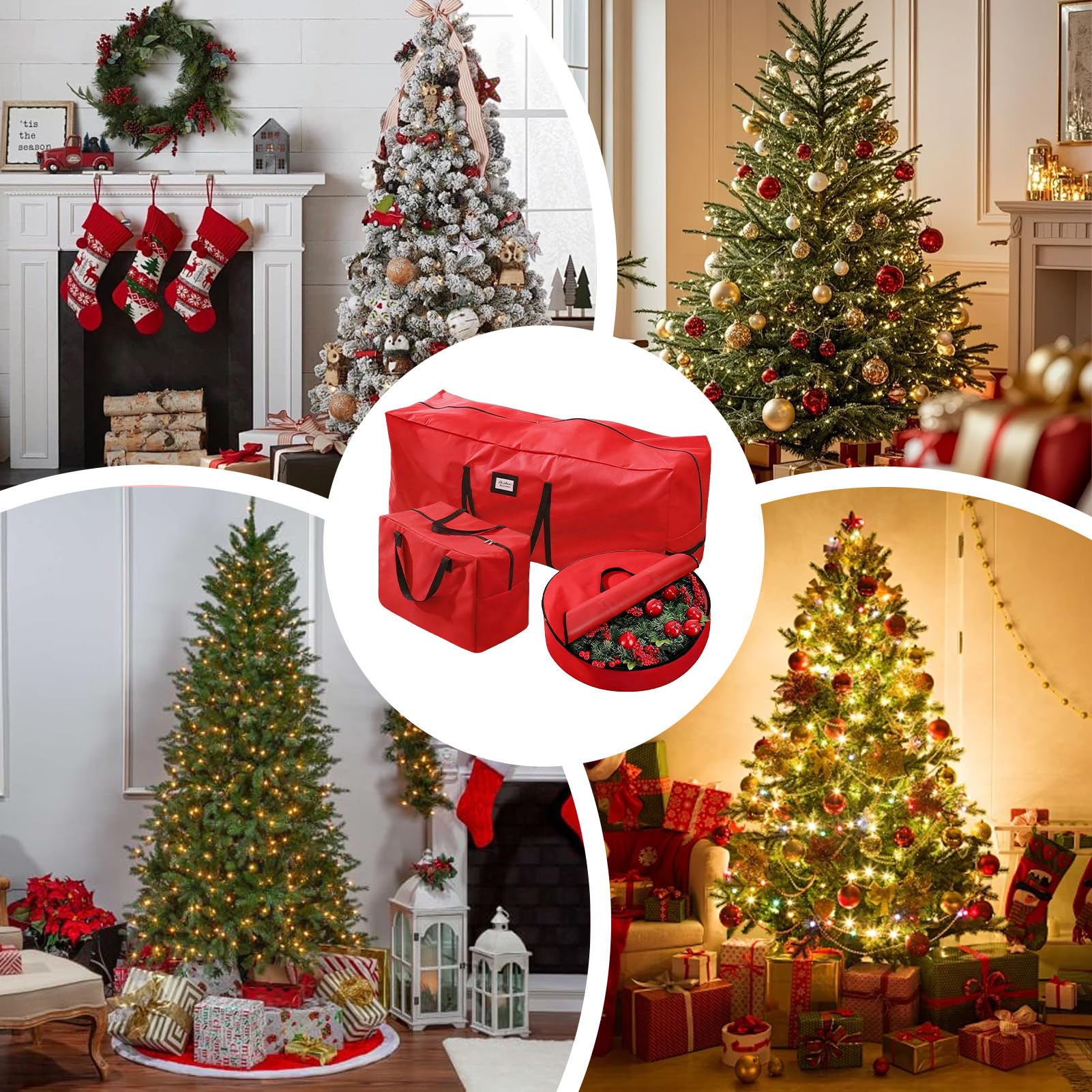 Sacchetti portaoggetti per albero di Natale, decorazione per le vacanze | organizzativa con cerniera, organizer per albero artificiale per casa, ufficio, dormitorio universitario, appartamento