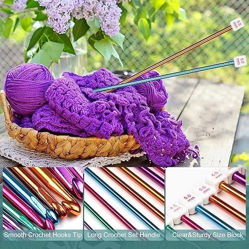 Miniatura 3 de Aeelike Ganchos de ganchillo tunecinos, 11 ganchos de ganchillo de aluminio B-L, agujas de ganchillo largas afganas para ganchillo, juego de