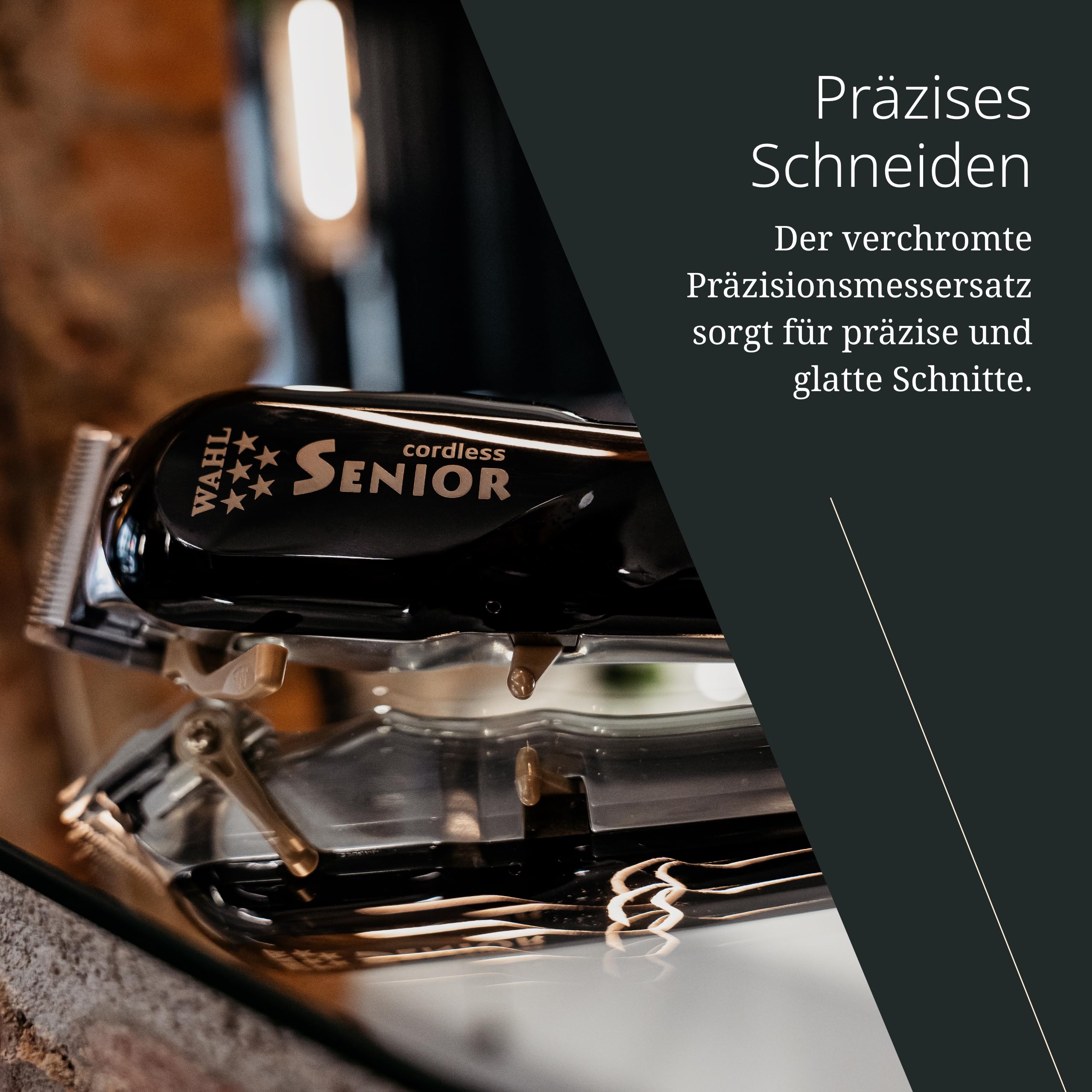 Wahl Cordless Senior - Professioneller Netz-/Akku-Haarschneider - Leistungsstarker und schneller Haarschneider für präzises Fading und engeres Schneiden | Kabelloser Profi-Haarschneider, chirurgische Fading-Klinge, dichtes Haar, 80 Minuten Laufzeit, 3 Auf