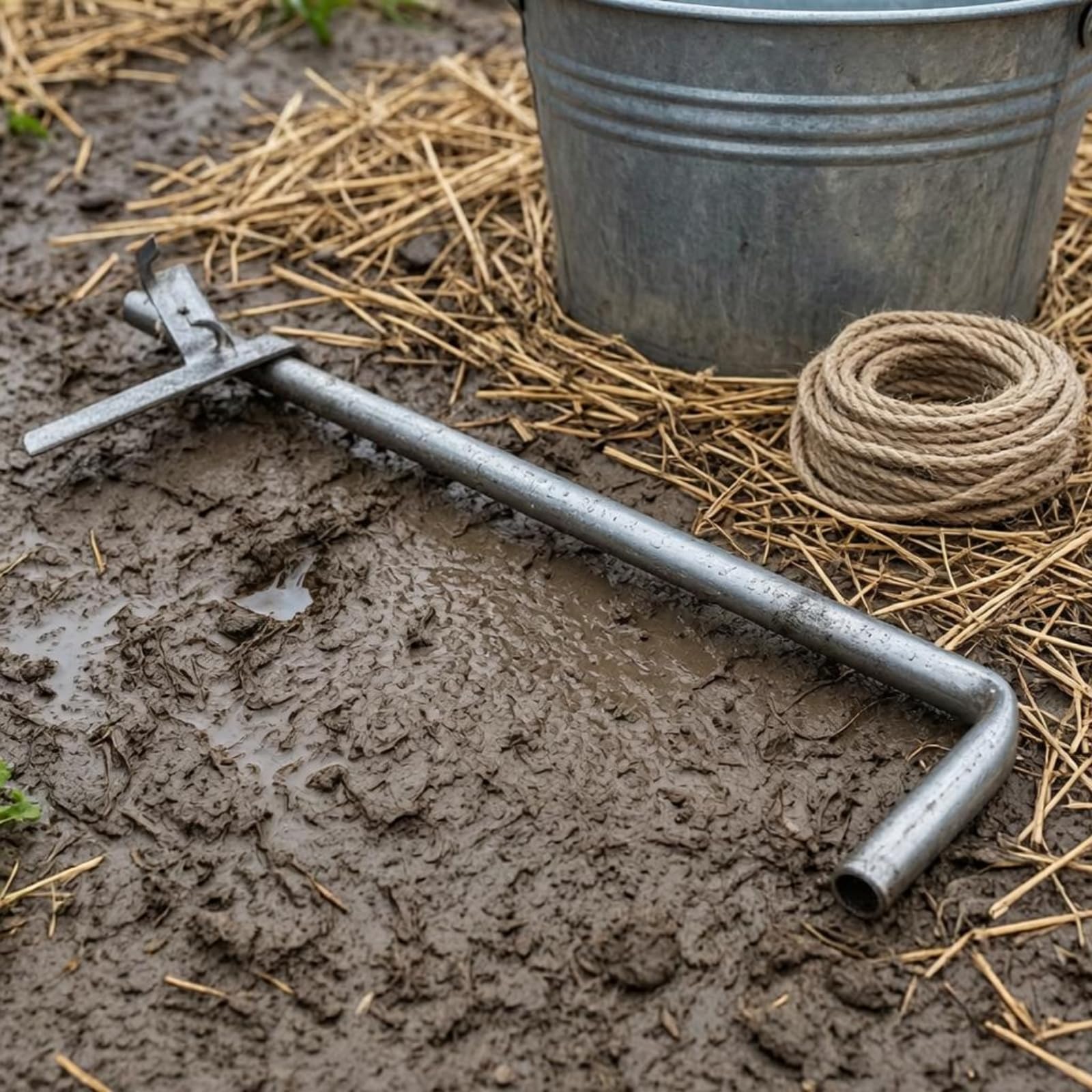 Palo di Sostegno Manuale Attrezzo per Infilare da Giardino in Acciaio con Manico Ricurvo E Testa di Fermo Adatto a Allestimento Orto E Cura Vegetali