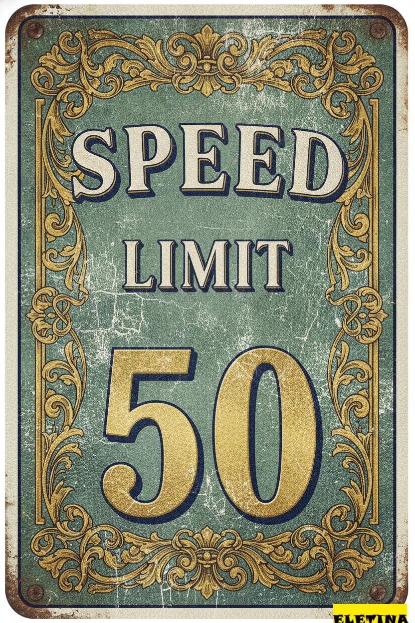 Personalized Sign for Man Cave 50 Mph Speed Limit, Metal Aluminum Traffic Neighborhoods, Yard, Private Roads, Parking Lots, Driveways, 50 Birthday Decorations & Gift, 8 X 12 Inch Property Decorative