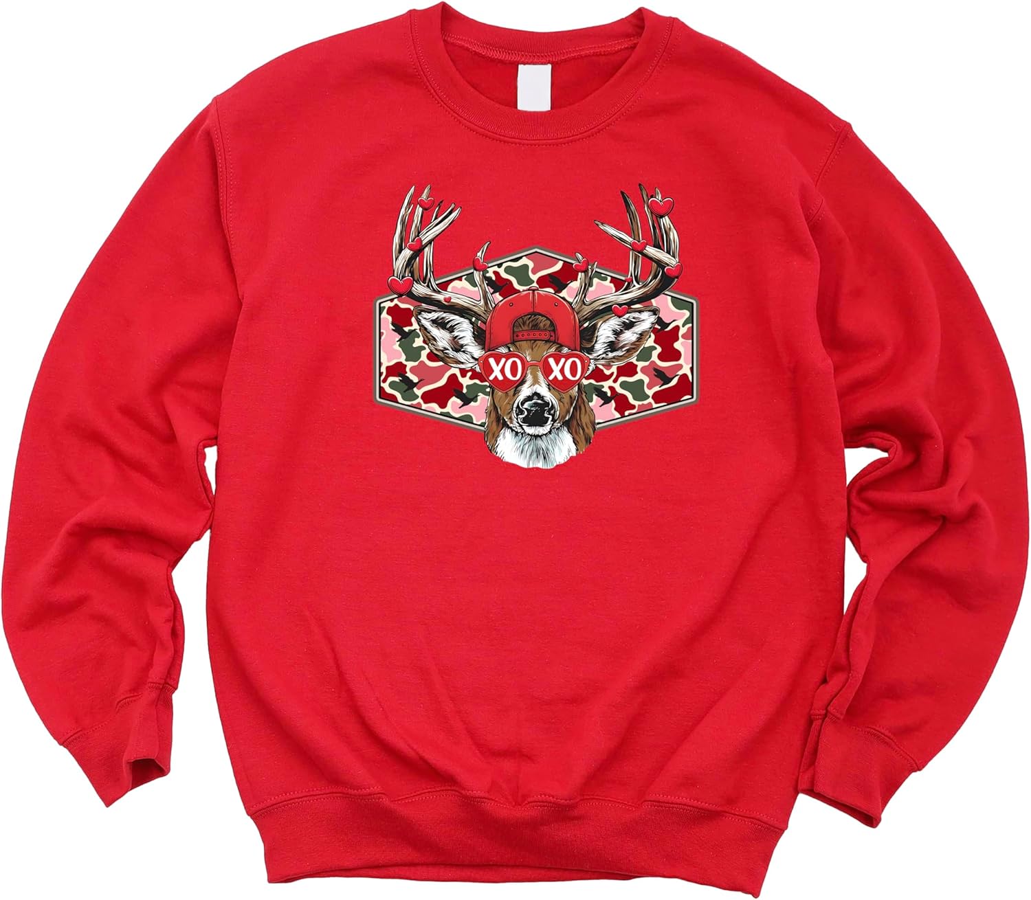 Olive Loves Apple Buck Valentine's Day Unisex Sweatshirt Country Camo Theme Pullover for Adults & Kids