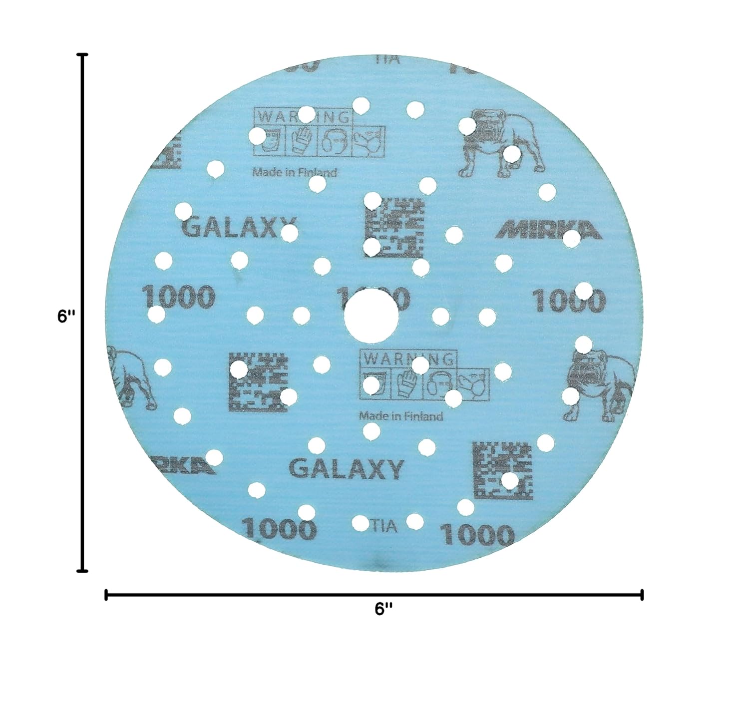 Mirka Galaxy Multifit Sandpaper 6 inch (150mm) - Grit 1000, 50 Discs/Pack - Premium Abrasive for Epoxy Resin, Wood, Metal - Non-Clogging, Self-Sharpening Technology - Ideal for Power Sanders