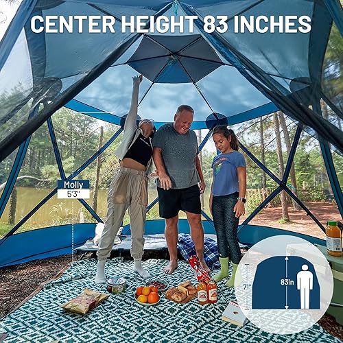 Miniatura 4 de TIMBER RIDGE Tienda de campaña fácil desplegable para camping, 11.5 x 9.8 pies, casa portátil con pantalla instantánea, toldo desplegable con red