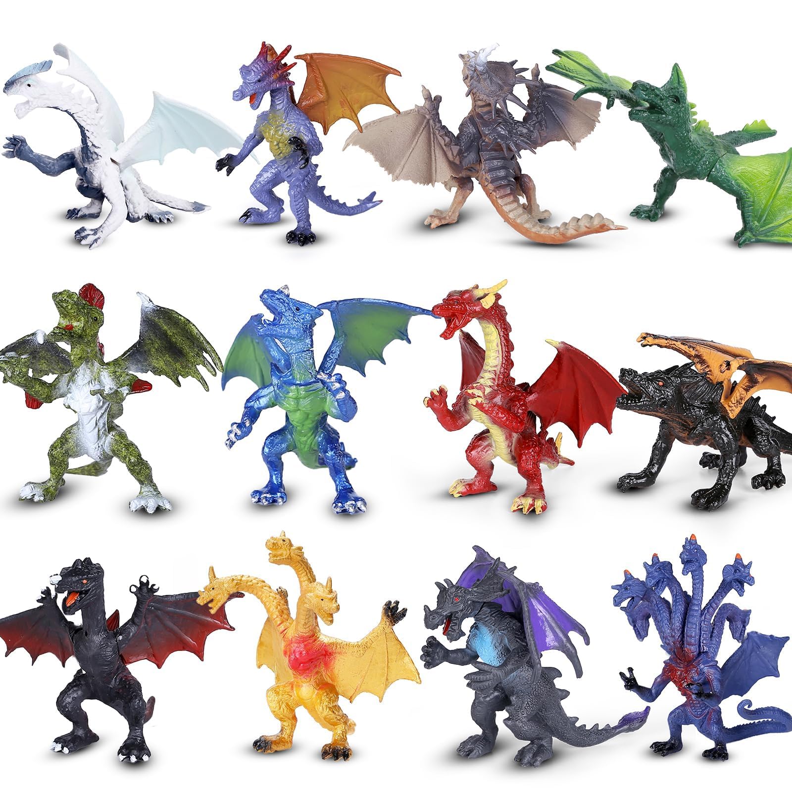 Amazon.co.jp: ドラゴンおもちゃ12点セット、4インチのリアルなミニ