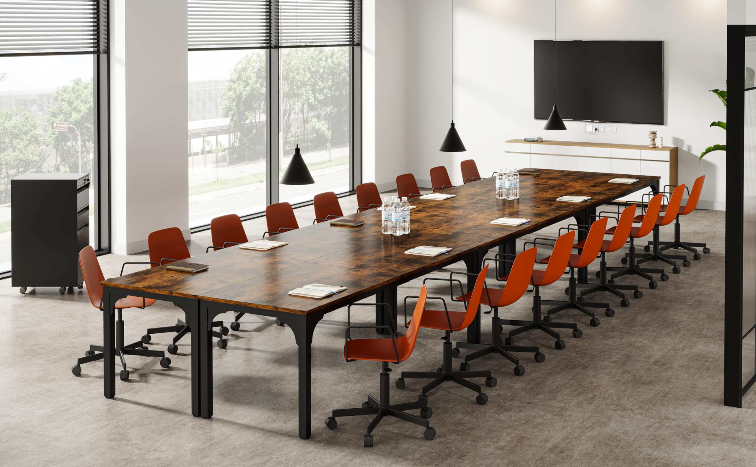13FT Conference Table Super Sturdy Large Rectangle Meeting Seminar Table for 16 Person Long Business Tables 4 Pcs — view 9
