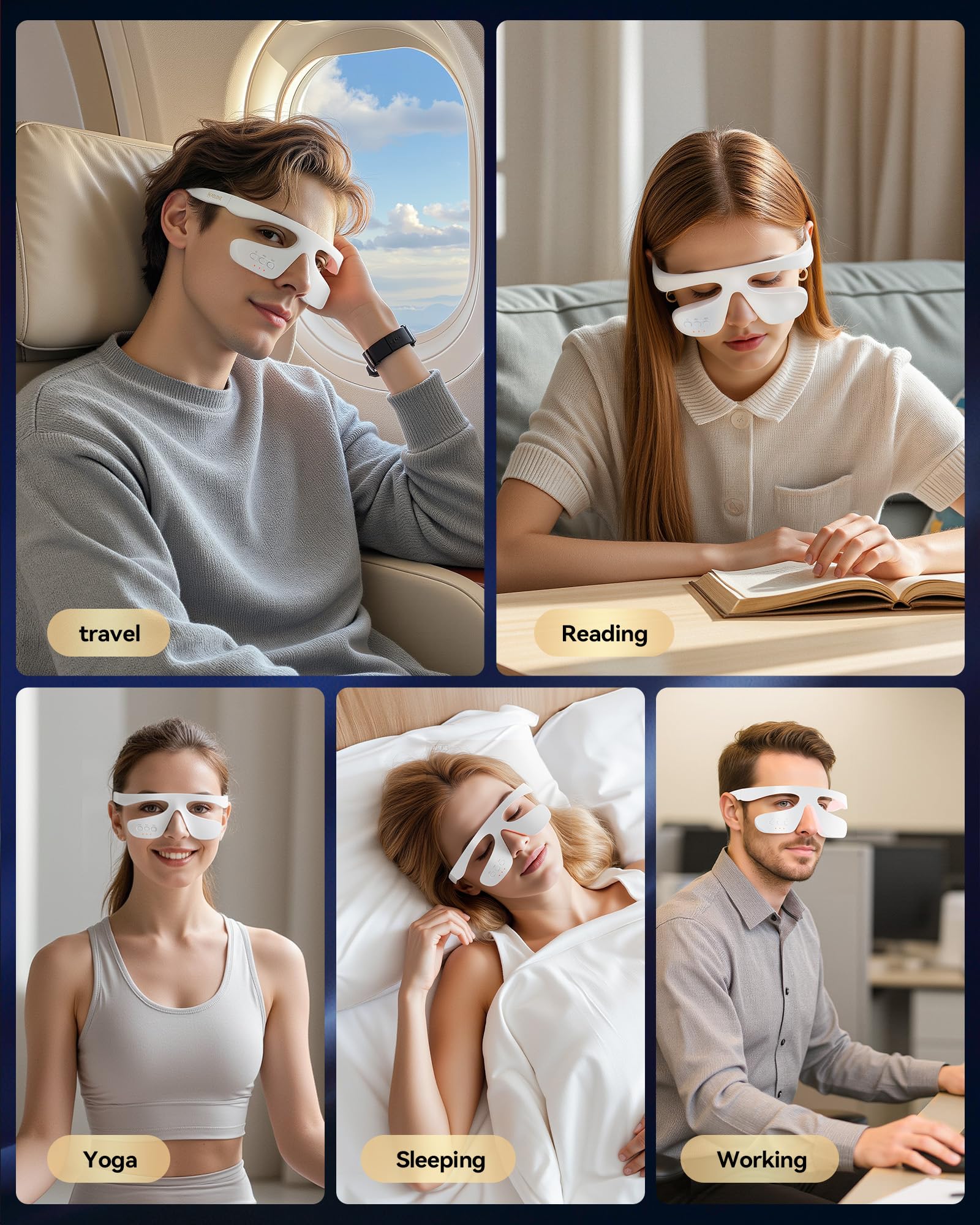 Dispositivo de terapia de luz roja debajo de los ojos, gafas de terapia de luz roja para ojos rojos 650 NM, máscara de ojos de luz roja para el tratamiento de bolsas de ojos, ojeras, hinchazón