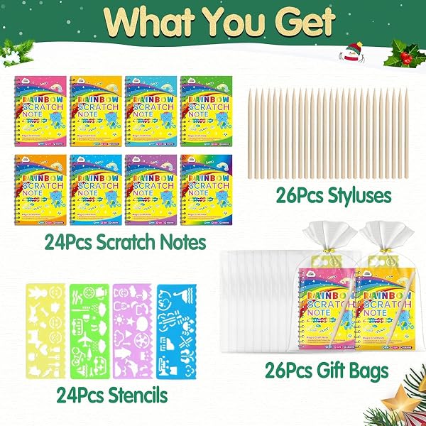 ZMLM 24 Libros Scratch Art Manualidades Kit con 24 Plantilla y Lápiz de Madera, Regalos Cumpleaños Niños Colegio, Detalles cumpleaños niños, Regalo niño y Niña Alumnos 3 a 9 Años - 3