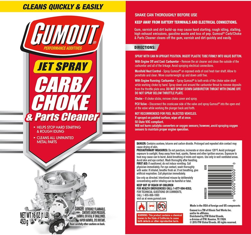Gumout 800002230 Carb and Choke Cleaner, 16 oz. : Automotive