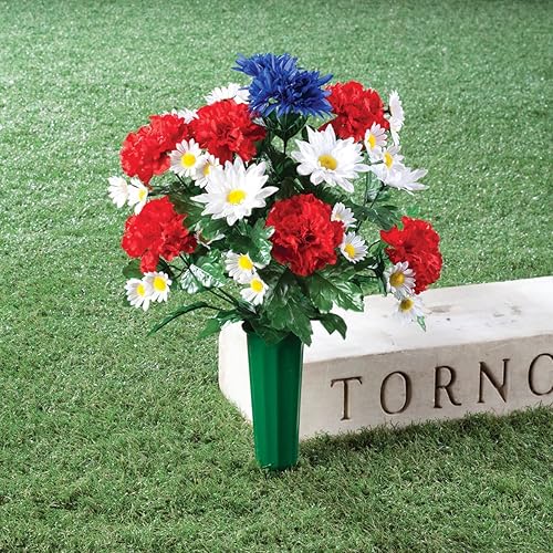 Miniatura 5 de OakRidge Patriotic Memorial Bouquet seda floral decoración para interiores y exteriores 21 pulgadas de alto