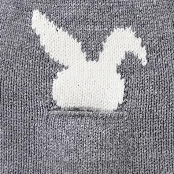 MoZiKQin Baby Girl Boy Easter Bunny Romper Sleeveless Knitted Bodysuit Jumpsuit My 1st Easter Outfit Cute Clothes