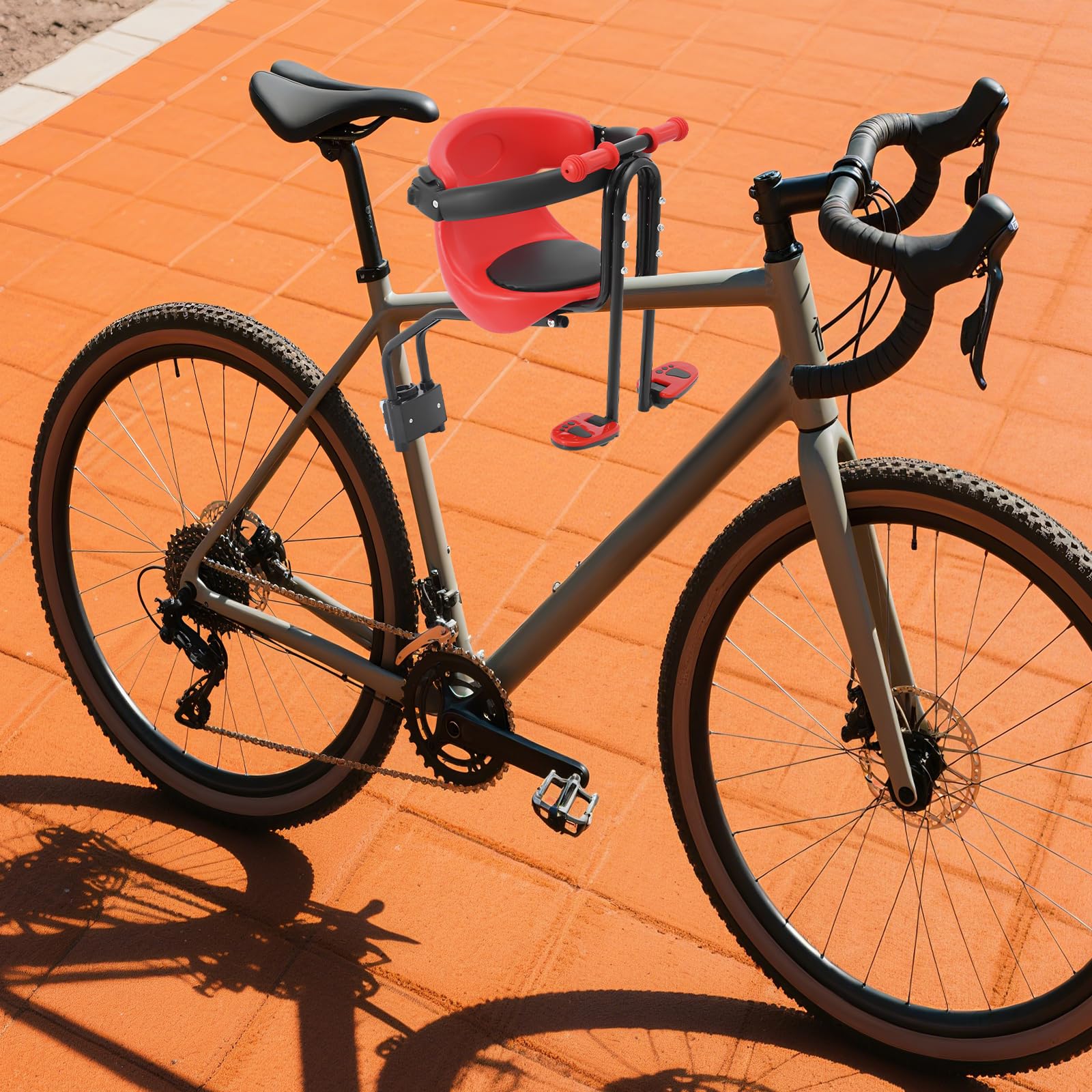 Asiento infantil delantero para bicicleta, marco de acero con reposapiés y valla plegable, hasta 50 kg, asiento de bicicleta para niños, ajustable, ideal para niños de 8 meses a 4 años