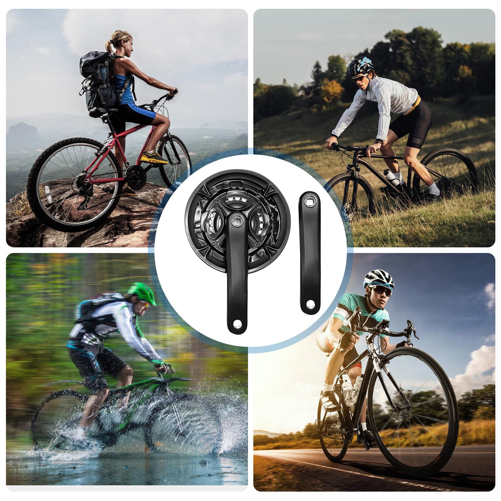 PORFOYO Guarnitura per Mountain Bike da 170 mm, 6/7/8-Fach Guarnitura per Bicicletta, Pedivella Bici, Guarnitura Corona Bicicletta con 24/34/42T, Lega di Alluminio, per MTB Mountain Bike
