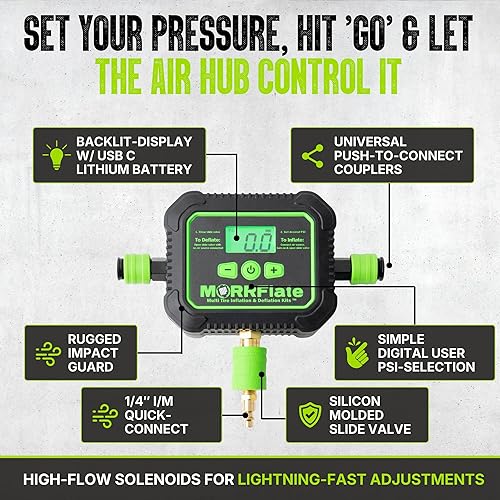 Vista 4 de MORRFlate Hub de Aire + Mangueras de Hub de Aire Quad Distancia Entre Ejes de 155" Sistema de Inflado y Desinflado de 4 Neumáticos con Hub de Aire